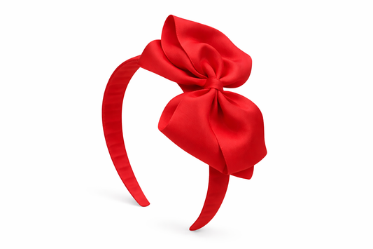 Diadema Ancha con Lazo doble de grosgrain artesanal