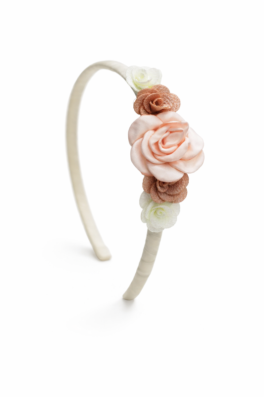 Diadema Floral Artesanal para Niña | Forrada en Organza | Hecha a Mano