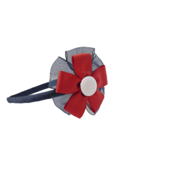 Diadema fina con flor de organza | Accesorio artesanal para niña