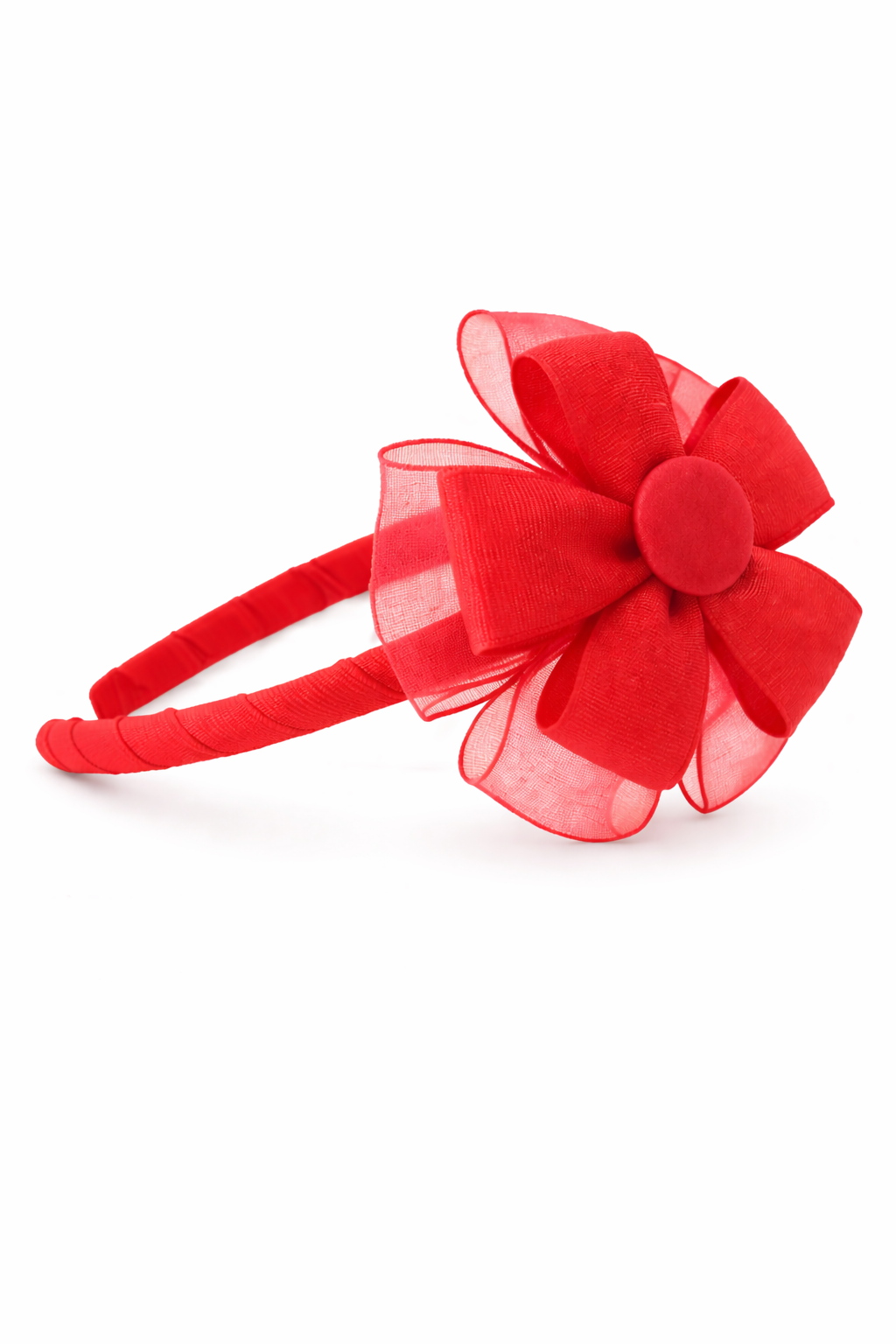 Diadema fina con flor de organza | Accesorio artesanal para niña