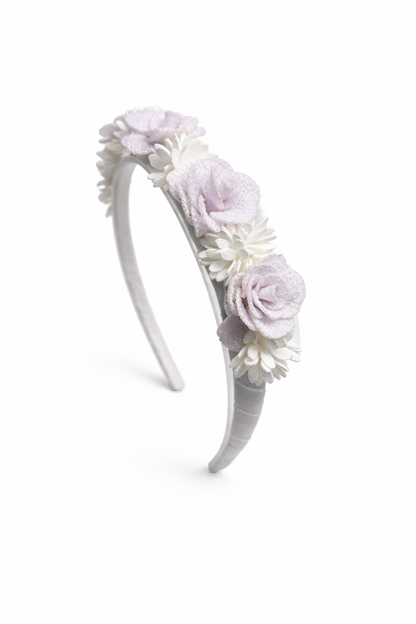 Diadema Floral Artesanal para Niña | Forrada en Organza | Hecha a Mano