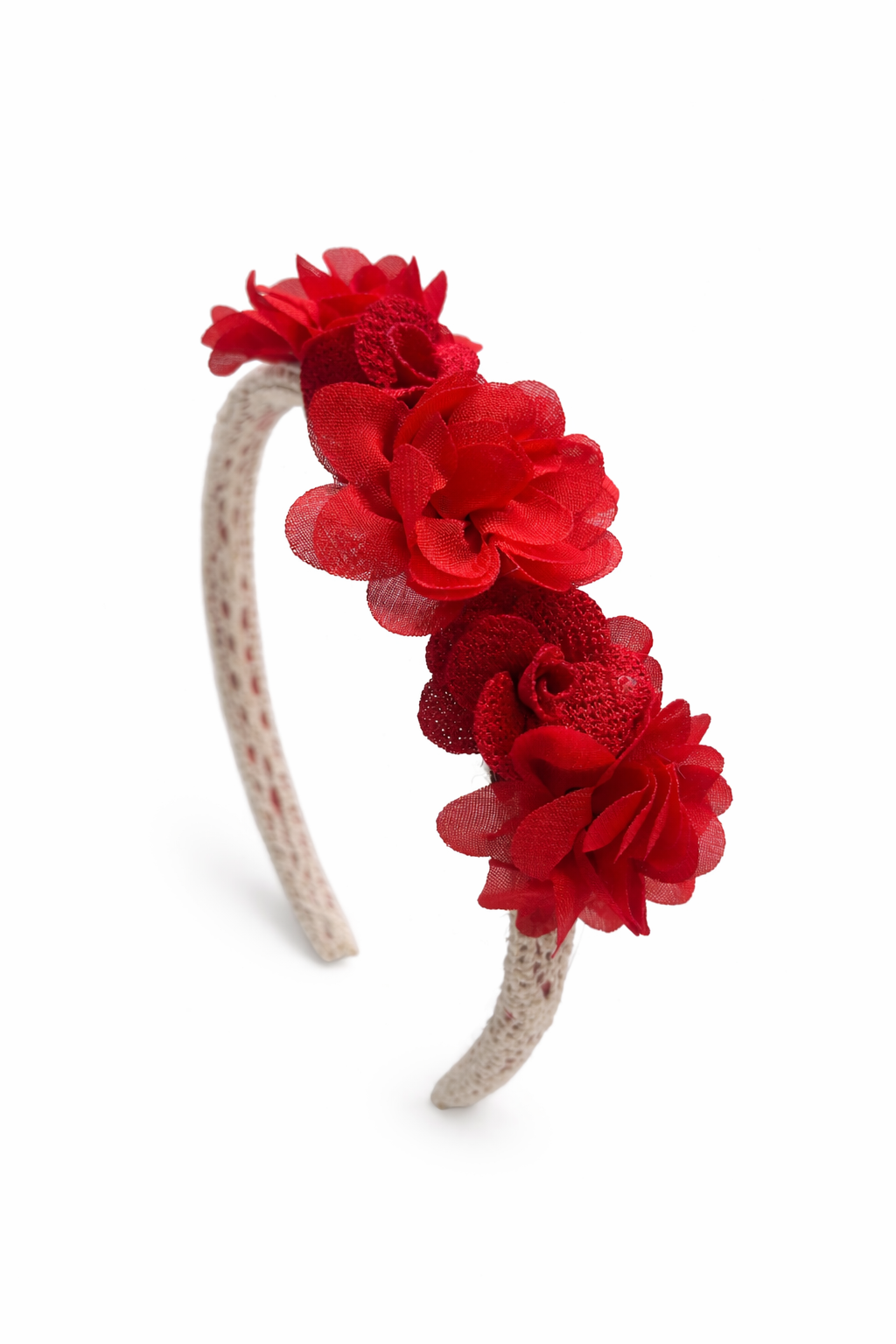 Diadema Floral Artesanal para Niña | Forrada en Organza | Hecha a Mano