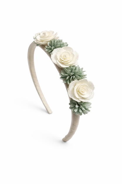 Diadema Floral Artesanal para Niña | Forrada en Organza | Hecha a Mano