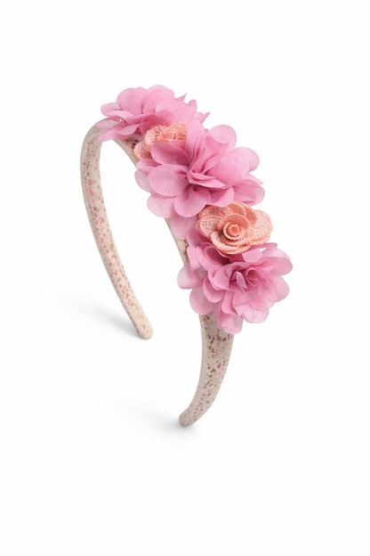 Diadema Floral Artesanal para Niña | Forrada en Organza | Hecha a Mano