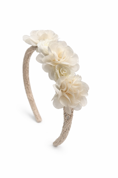 Diadema Floral Artesanal para Niña | Forrada en Organza | Hecha a Mano