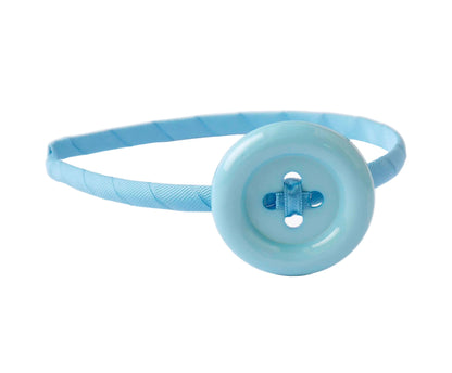 Diadema Fina Casual para Niña | Forrada en Grosgrain con Botón Acrílico | Hecha a Mano