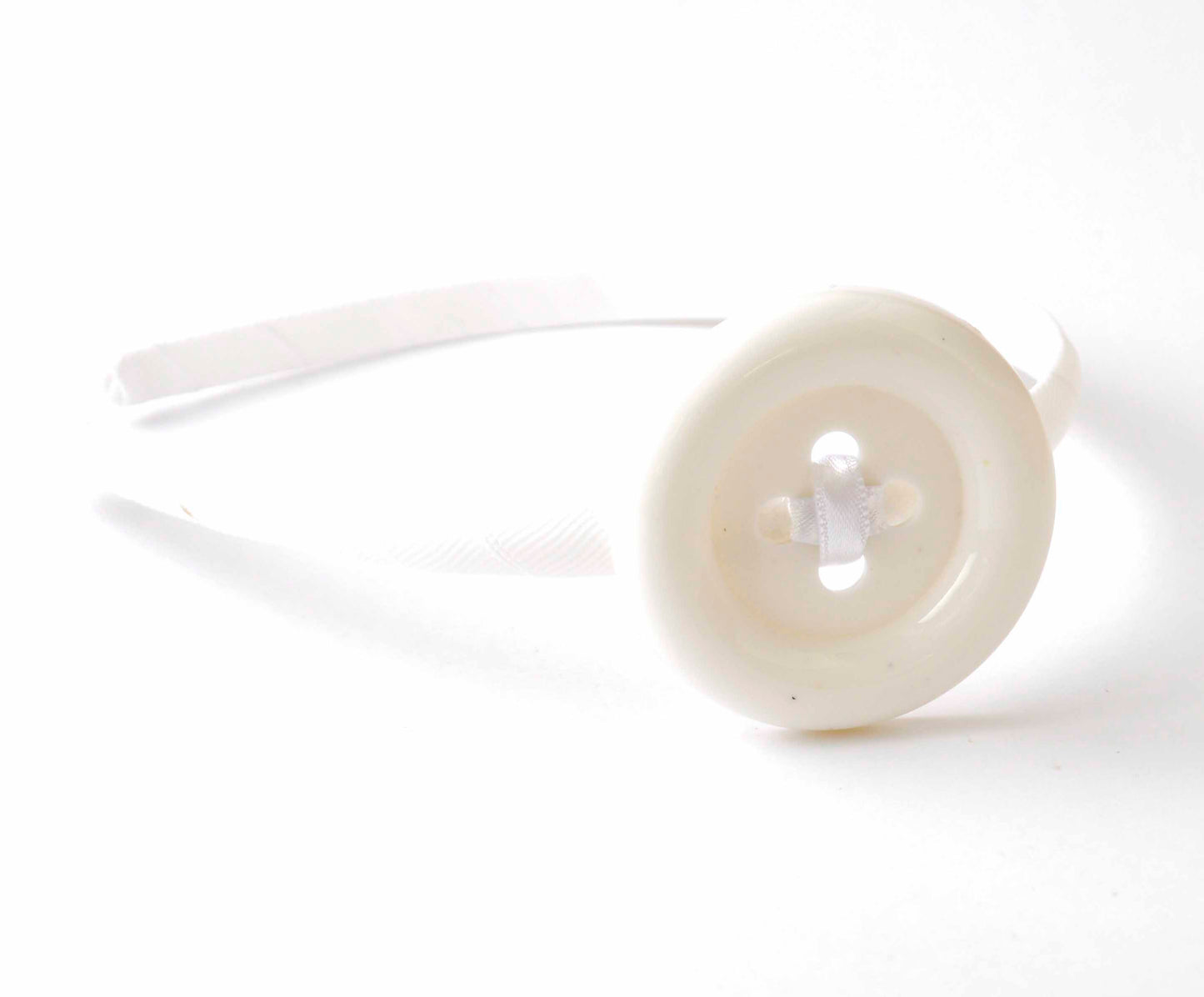 Diadema Fina Casual para Niña | Forrada en Grosgrain con Botón Acrílico | Hecha a Mano