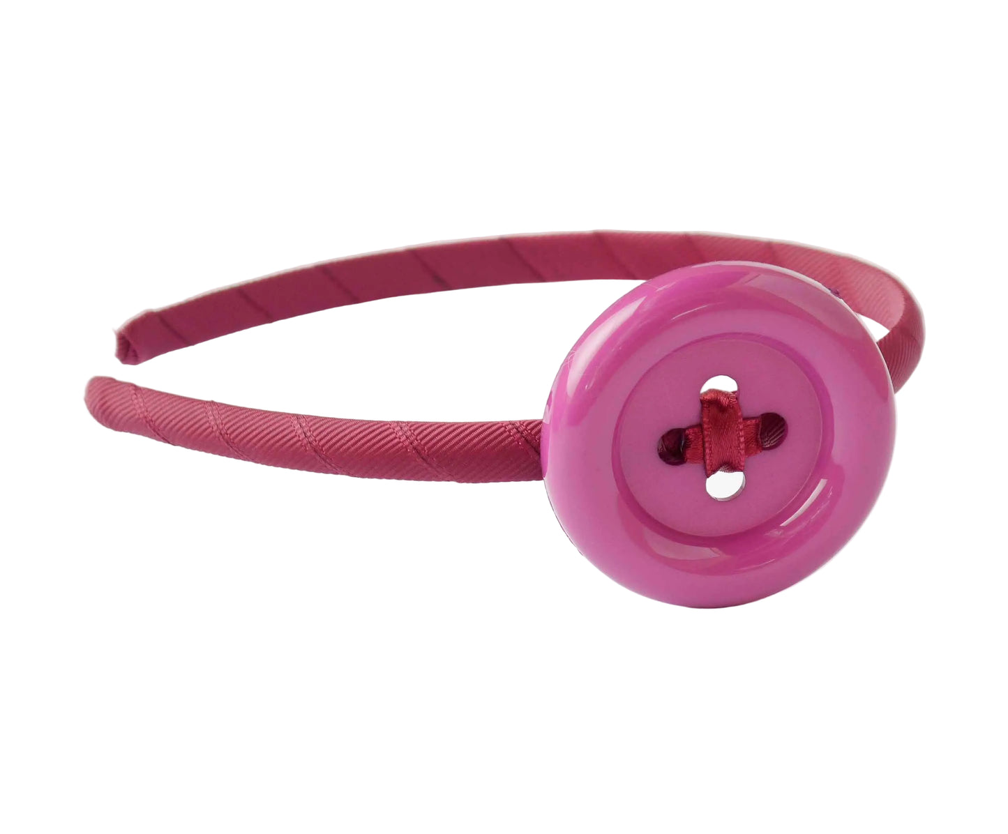 Diadema Fina Casual para Niña | Forrada en Grosgrain con Botón Acrílico | Hecha a Mano