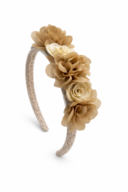 Diadema Floral Artesanal para Niña | Forrada en Organza | Hecha a Mano