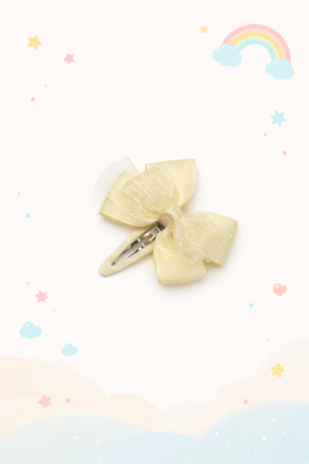 Ranita hecha a mano con Lazo Doble de Grosgrain y Organza | Ideal para Ocasiones Especiales