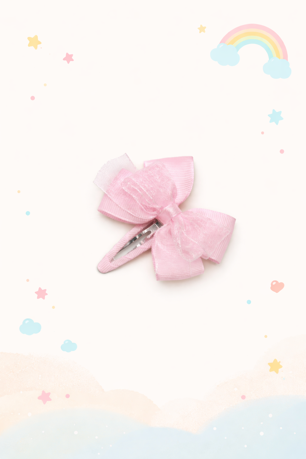 Ranita hecha a mano con Lazo Doble de Grosgrain y Organza | Ideal para Ocasiones Especiales