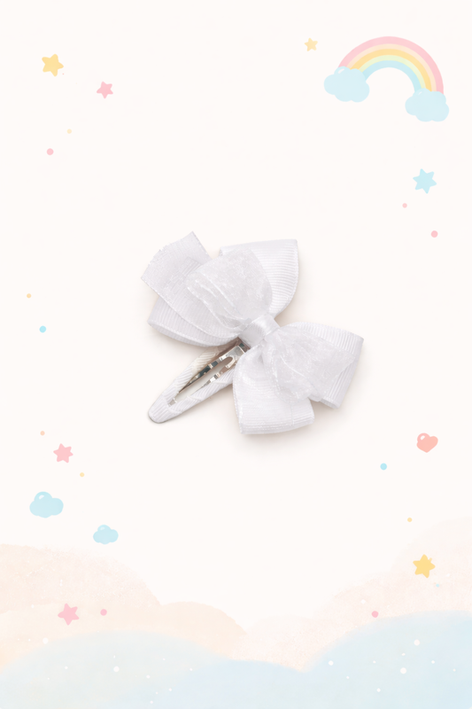 Ranita hecha a mano con Lazo Doble de Grosgrain y Organza | Ideal para Ocasiones Especiales