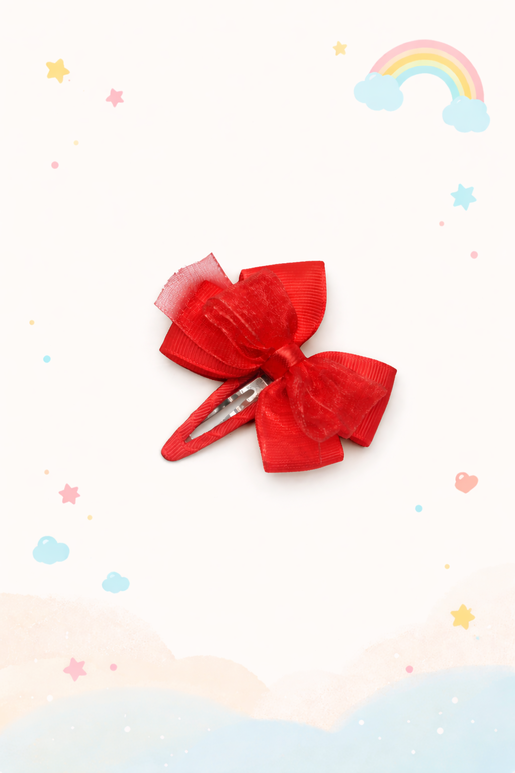 Ranita hecha a mano con Lazo Doble de Grosgrain y Organza | Ideal para Ocasiones Especiales