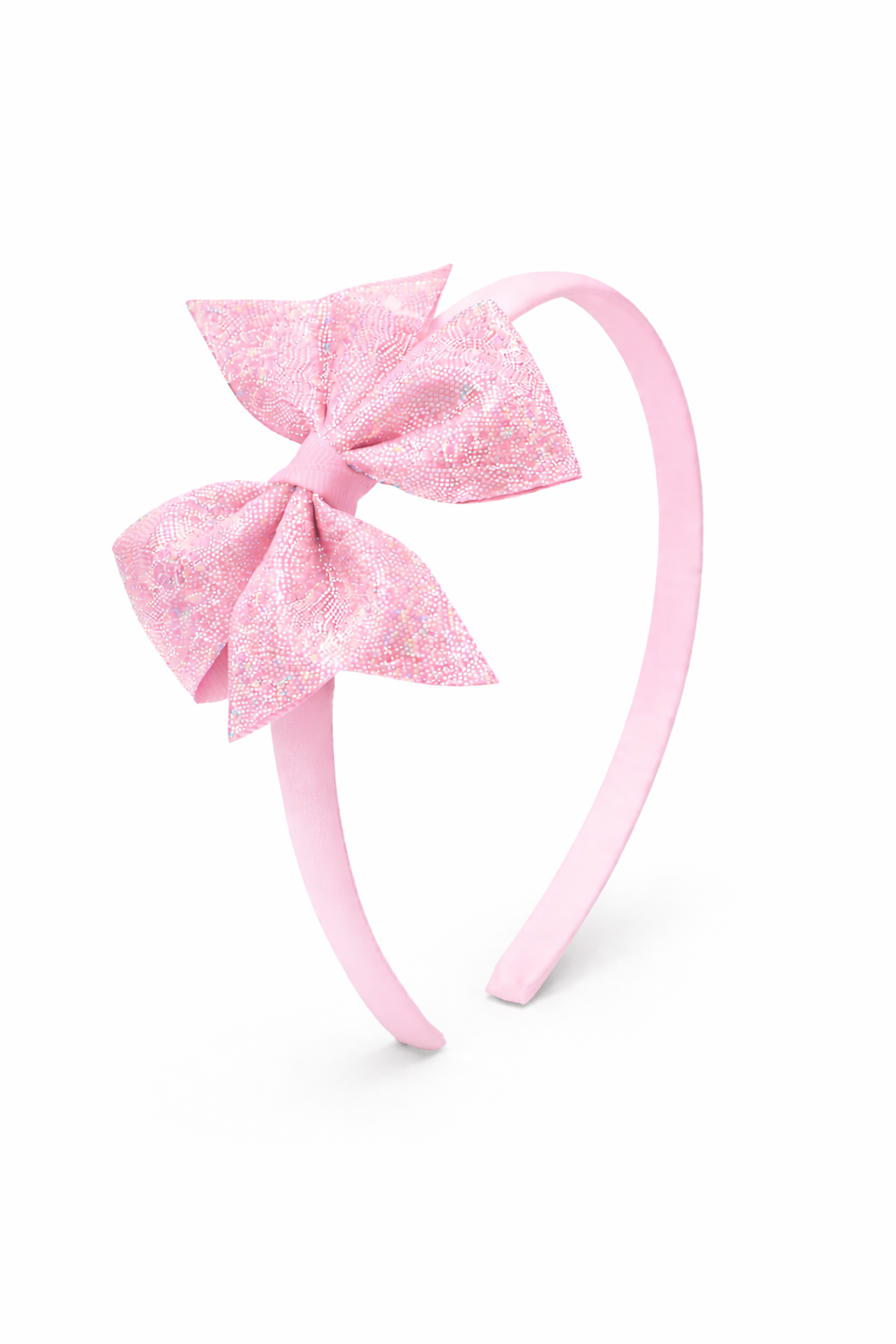 Diadema Fina para Niña con Lazo Mediano Glitter | Forrada en Grosgrain | Hecha a Mano