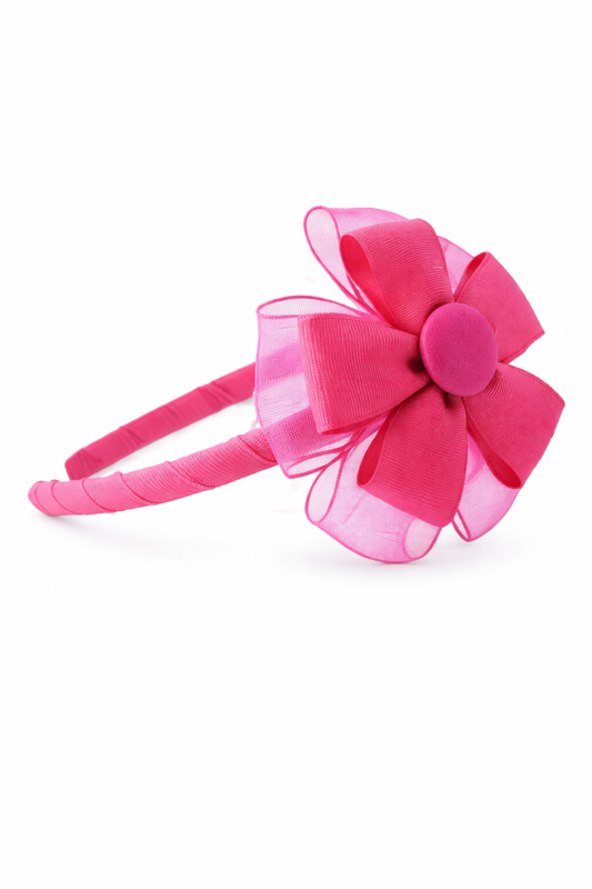 Diadema fina con flor de organza | Accesorio artesanal para niña