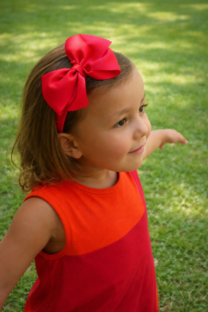 Diadema Ancha con Lazo doble de grosgrain artesanal