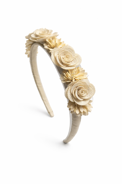 Diadema Floral Artesanal para Niña | Forrada en Organza | Hecha a Mano