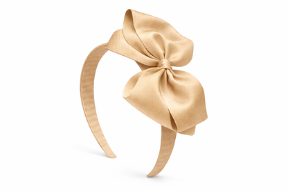 Diadema Ancha con Lazo doble de grosgrain artesanal