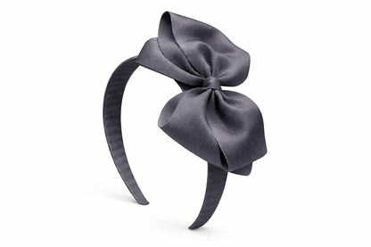 Diadema Ancha con Lazo doble de grosgrain artesanal