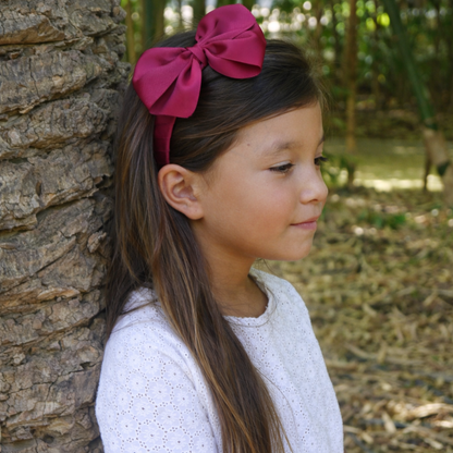 Diadema Ancha con Lazo doble de grosgrain artesanal