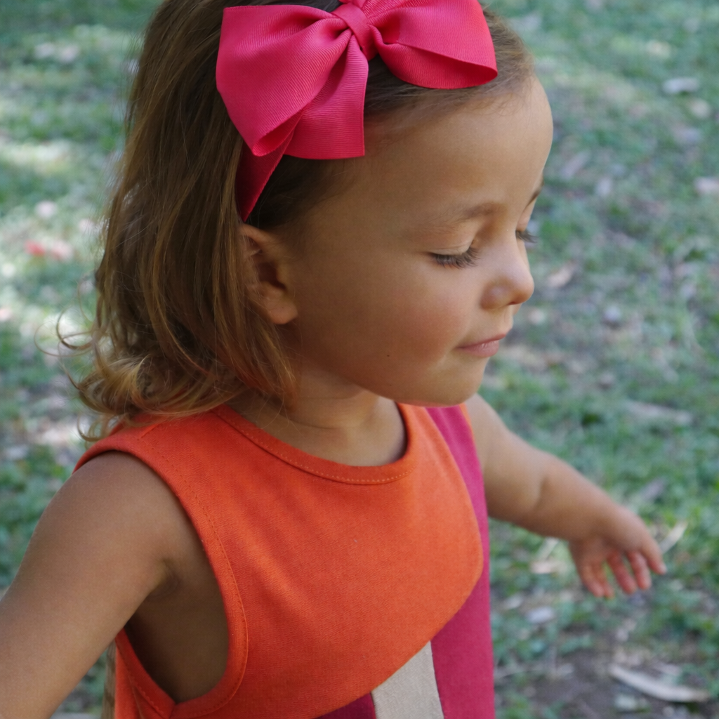 Diadema Ancha con Lazo doble de grosgrain artesanal