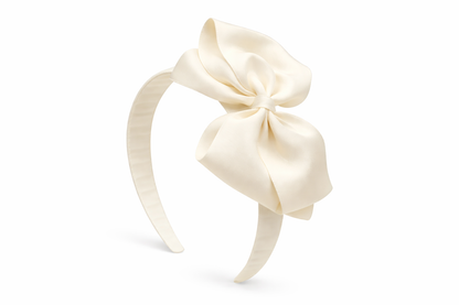 Diadema Ancha con Lazo doble de grosgrain artesanal