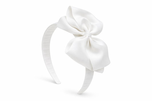 Diadema Ancha con Lazo doble de grosgrain artesanal