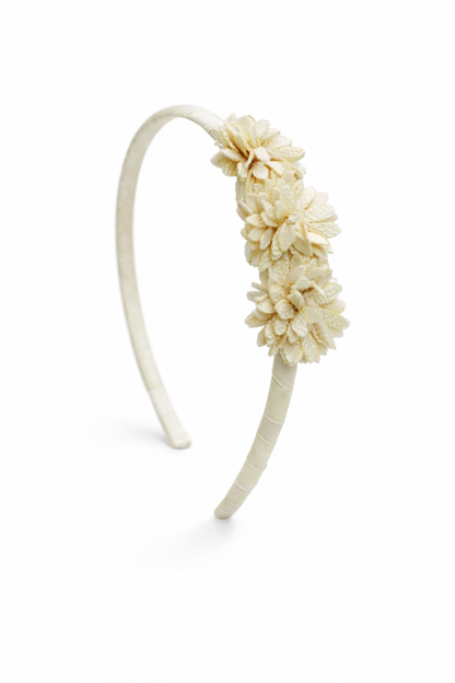 Diadema Floral Artesanal para Niña | Forrada en Organza | Hecha a Mano