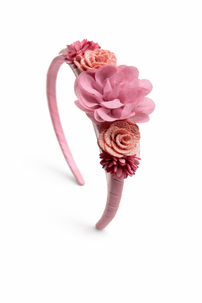 Diadema Floral Artesanal para Niña | Forrada en Organza | Hecha a Mano