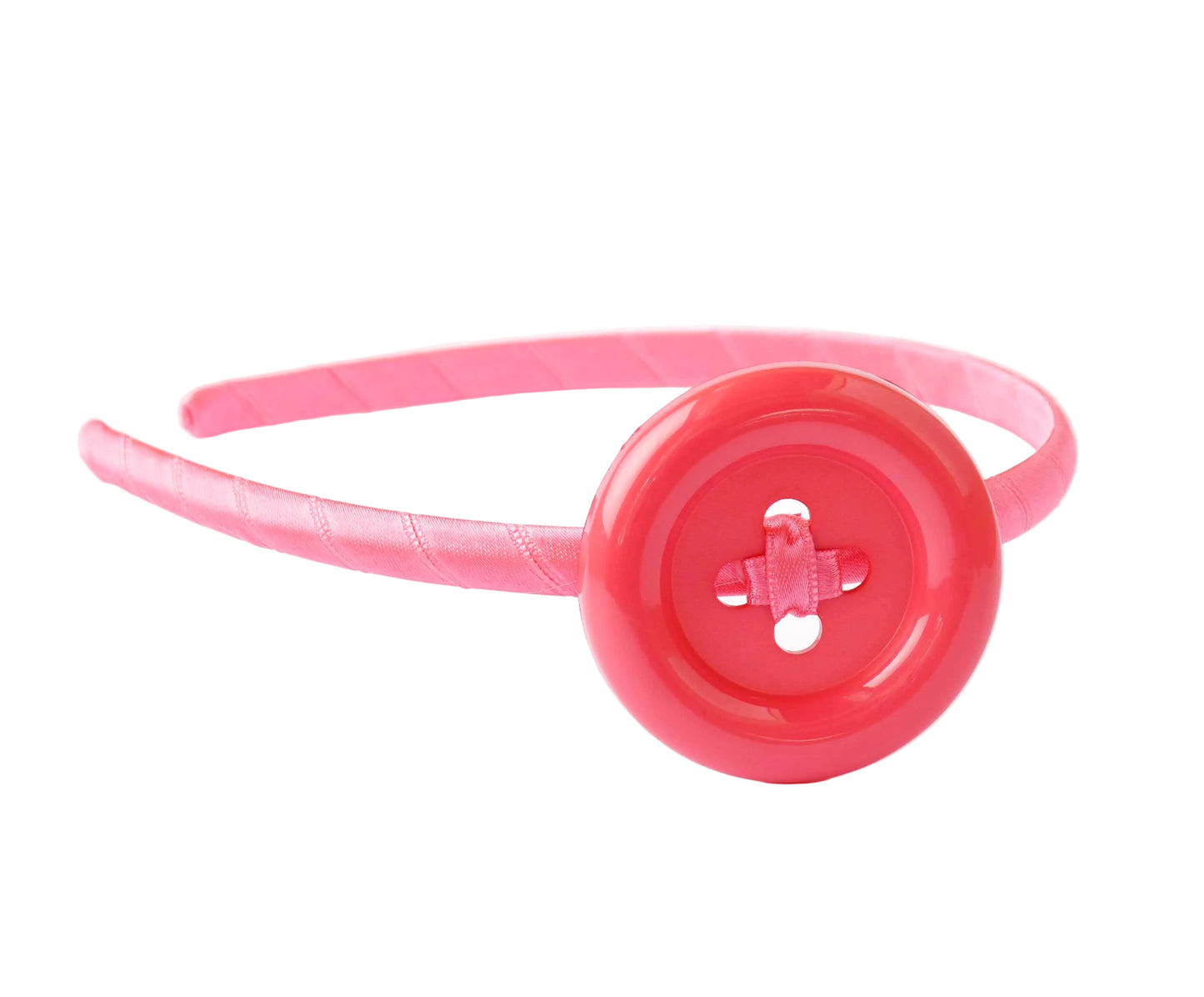 Diadema Fina Casual para Niña | Forrada en Grosgrain con Botón Acrílico | Hecha a Mano