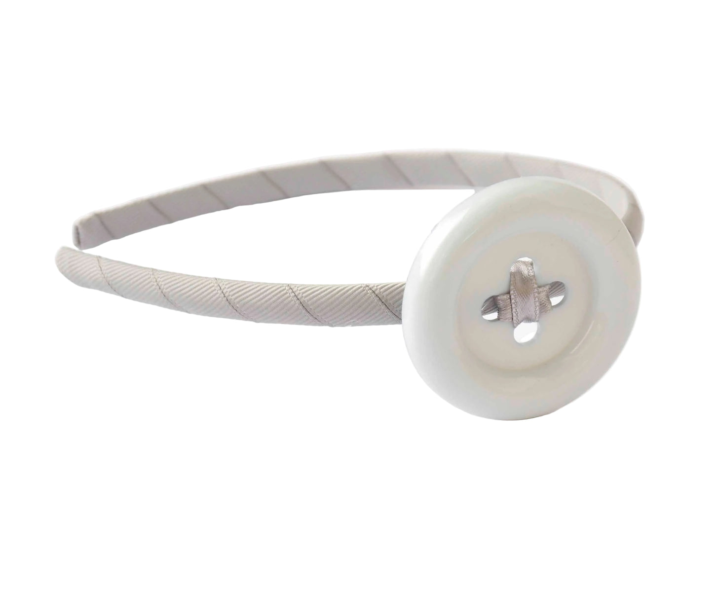 Diadema Fina Casual para Niña | Forrada en Grosgrain con Botón Acrílico | Hecha a Mano