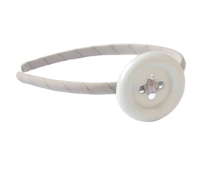Diadema Fina Casual para Niña | Forrada en Grosgrain con Botón Acrílico | Hecha a Mano