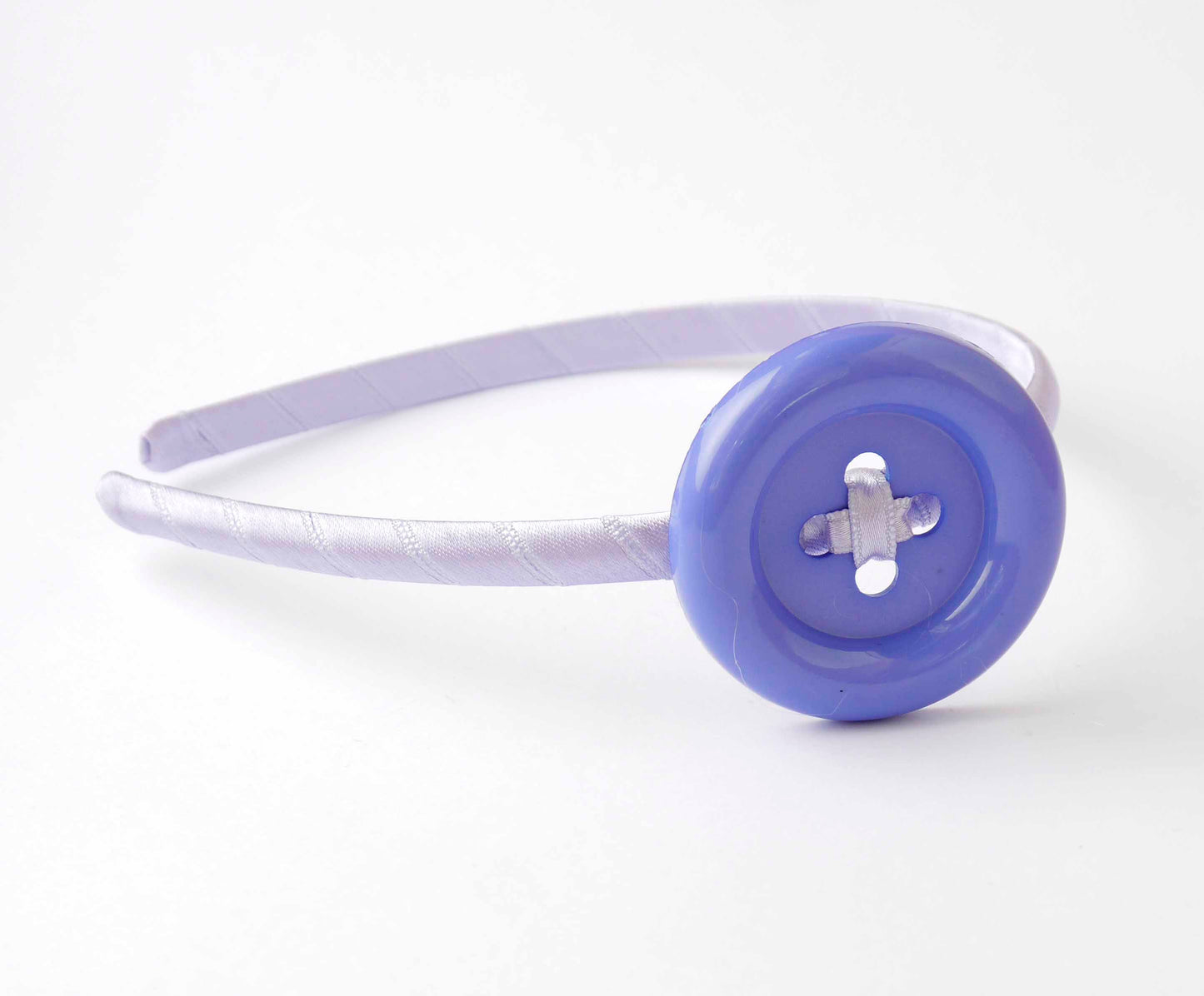 Diadema Fina Casual para Niña | Forrada en Grosgrain con Botón Acrílico | Hecha a Mano