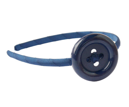 Diadema Fina Casual para Niña | Forrada en Grosgrain con Botón Acrílico | Hecha a Mano