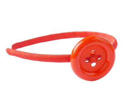 Diadema Fina Casual para Niña | Forrada en Grosgrain con Botón Acrílico | Hecha a Mano