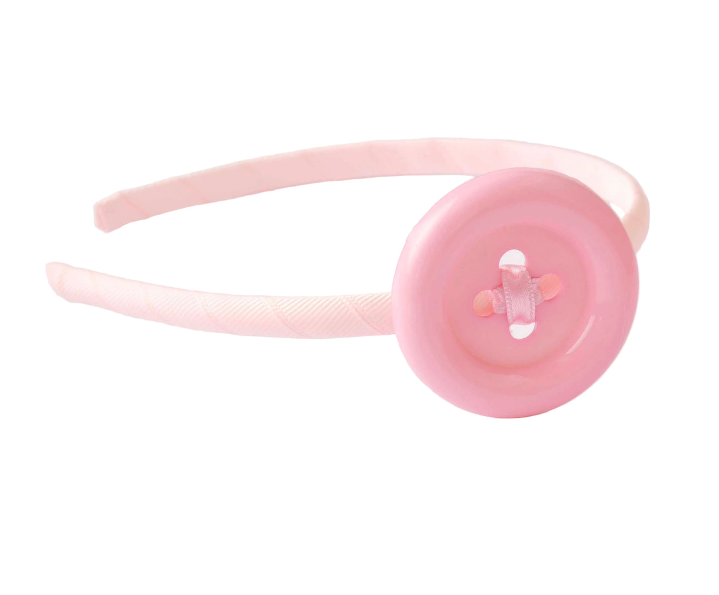 Diadema Fina Casual para Niña | Forrada en Grosgrain con Botón Acrílico | Hecha a Mano