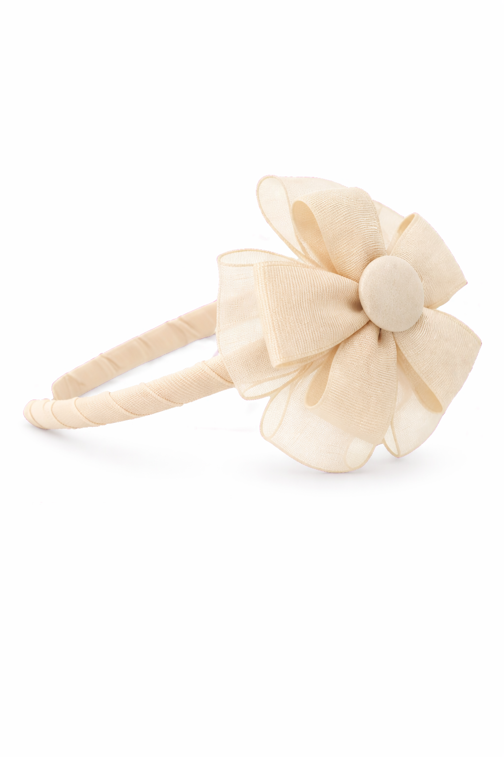 Diadema fina con flor de organza | Accesorio artesanal para niña