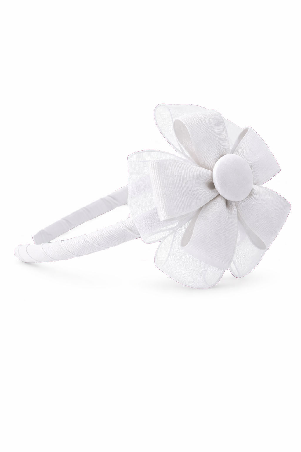 Diadema fina con flor de organza | Accesorio artesanal para niña