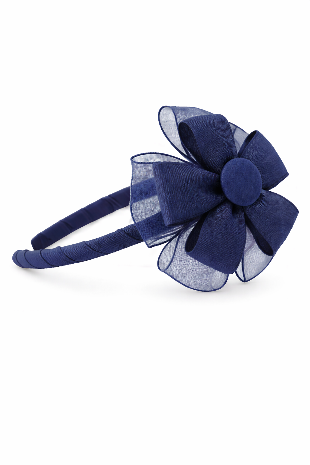 Diadema fina con flor de organza | Accesorio artesanal para niña