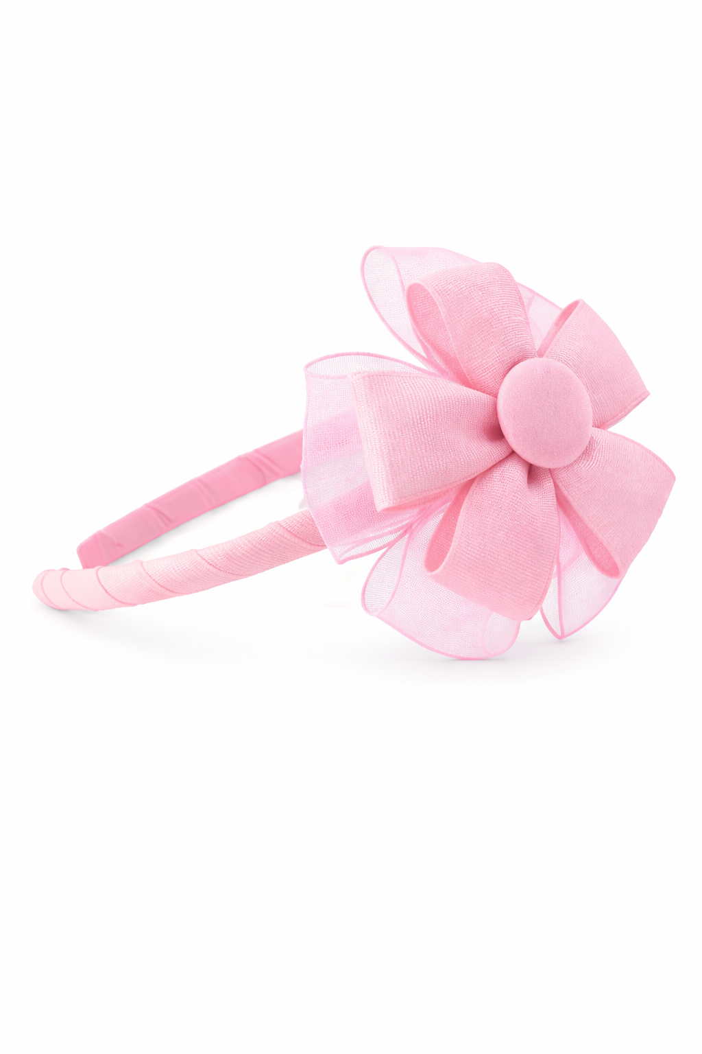 Diadema fina con flor de organza | Accesorio artesanal para niña